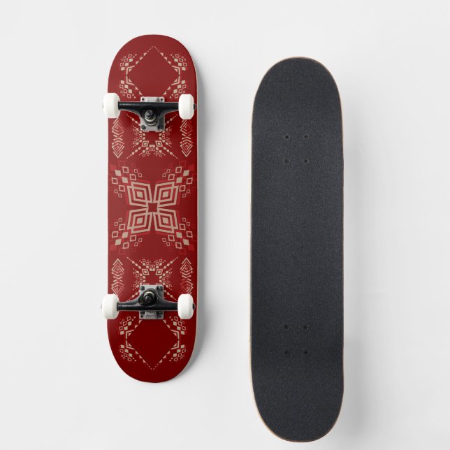 Geometric Tribal-Inspired Design in Bold Black  Skateboard (Front)