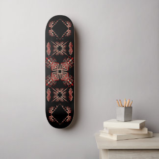 Geometric Tribal-Inspired Design in Bold Black  Skateboard