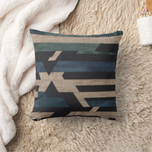 Geometric Tribal (Terracotta + Green) Luxury Throw Pillow
