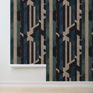 Geometric Tribal (Terracotta + Green) Luxury Wallpaper