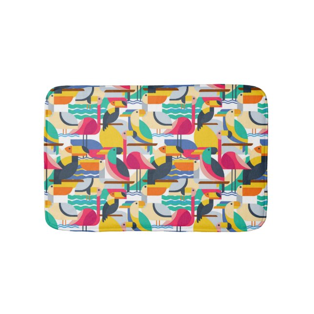 Geometric Tropical Birds Bath Mat (Front)