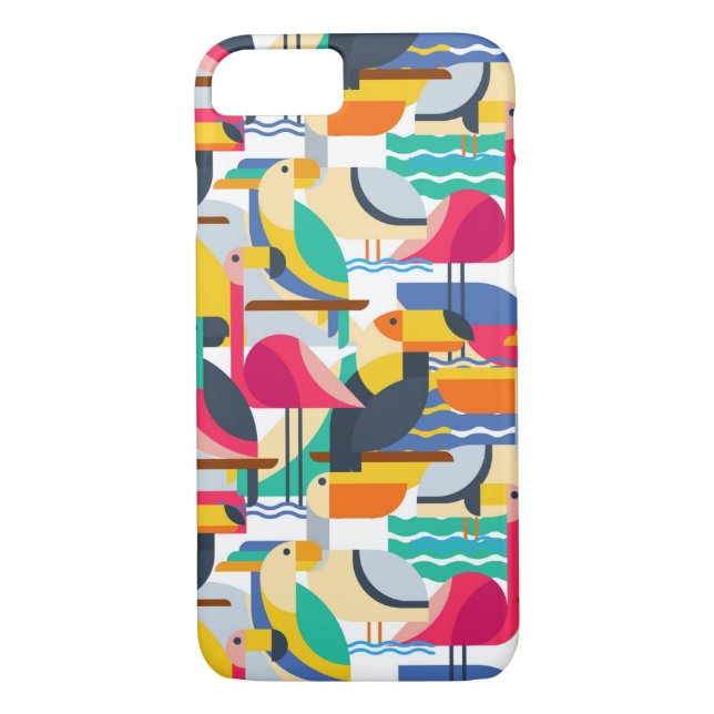 Geometric Tropical Birds Case-Mate iPhone Case (Back)