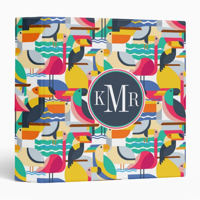 Geometric Tropical Birds | Monogram Binder (Front/Spine)