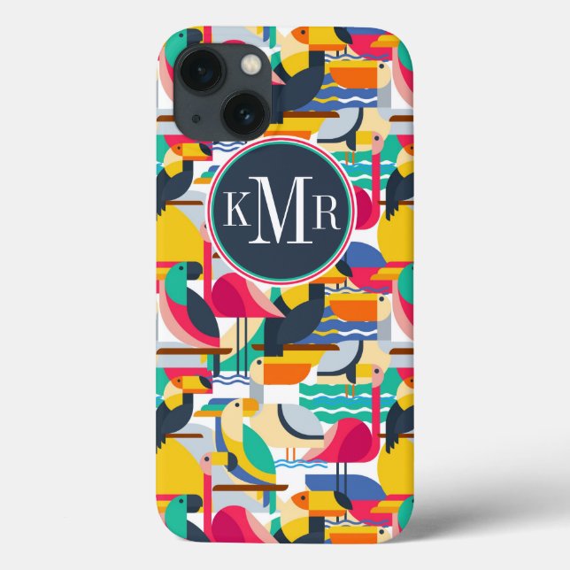 Geometric Tropical Birds | Monogram Case-Mate iPhone Case (Back)
