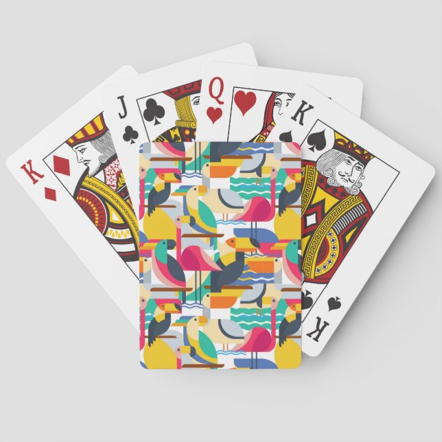 Geometric Tropical Birds Playing Cards (Back)