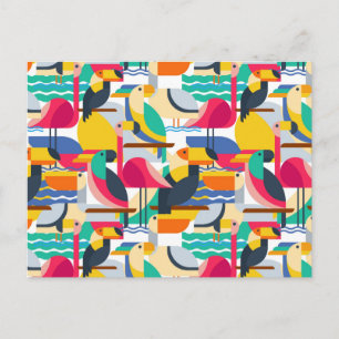 Geometric Tropical Birds Postcard