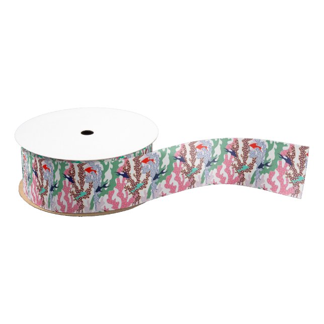Geometric Tropical Fish Coral Reef  Grosgrain Ribbon (Spool)