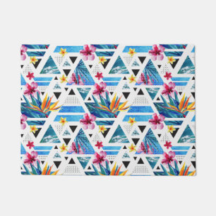 Geometric Tropical Flowers Pattern Doormat