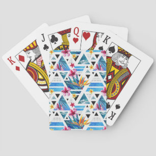 Geometric Tropical Flowers Pattern Playing Cards