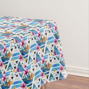Geometric Tropical Flowers Pattern Tablecloth
