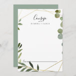 Geometric Tropical Green Leaves Spanish Wedding Advice Card<br><div class="desc">This geometric tropical green leaves Spanish wedding advice card is perfect for a modern wedding. The design features hand-painted beautiful green leaves, adorning a gold geometric frame. These cards are perfect for a wedding, bridal shower, baby shower, graduation party & more. Personalize the cards with the names of the bride...</div>