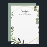 Geometric Tropical Green Leaves Spanish Wedding Advice Card<br><div class="desc">This geometric tropical green leaves Spanish wedding advice card is perfect for a modern wedding. The design features hand-painted beautiful green leaves, adorning a gold geometric frame. These cards are perfect for a wedding, bridal shower, baby shower, graduation party & more. Personalize the cards with the names of the bride...</div>