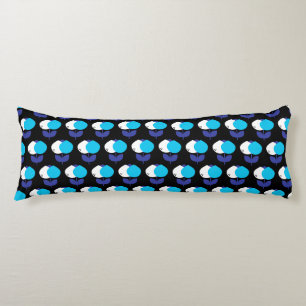 Geometric Tulips Blue and Black Body Pillow