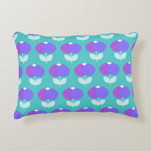 Geometric Tulips Purple and Aqua Accent Pillow