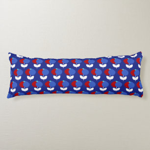 Geometric Tulips Red and Blue Body Pillow