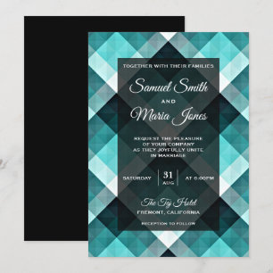 Geometric Turquoise Abstract Wedding Invitation