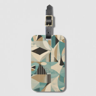 Geometric Turquoise Mid-Century Modern Pattern Luggage Tag