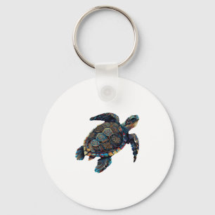 Geometric Turtle Colorful Abstract Rainbow Keychain
