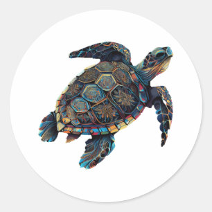 Geometric Turtle Colourful Abstract Rainbow Classic Round Sticker