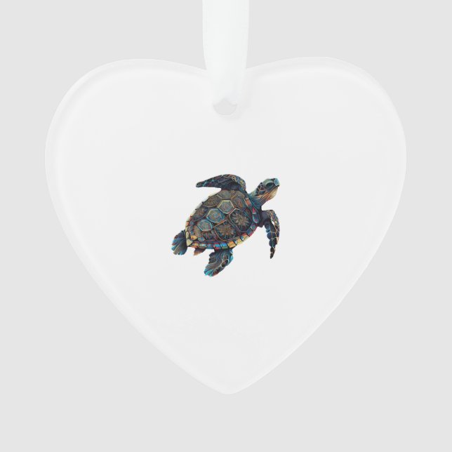 Geometric Turtle Colourful Abstract Rainbow Ornament (Front)