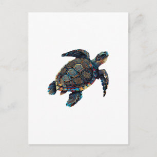 Geometric Turtle Colourful Abstract Rainbow Postcard