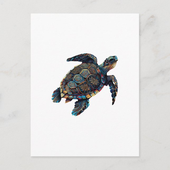 Geometric Turtle Colourful Abstract Rainbow Postcard (Front)