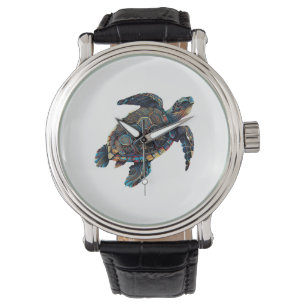 Geometric Turtle Colourful Abstract Rainbow Watch