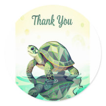 Geometric Turtle “Thank You” Sticker – Modern Ocea
