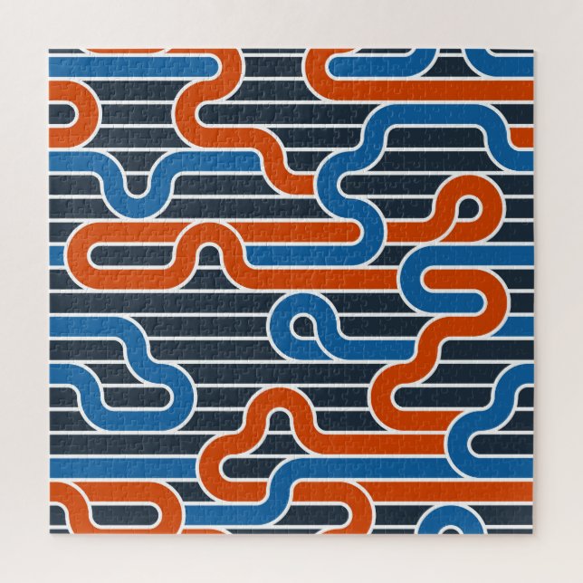 Geometric Twisted Lines Vintage Jigsaw Puzzle (Vertical)