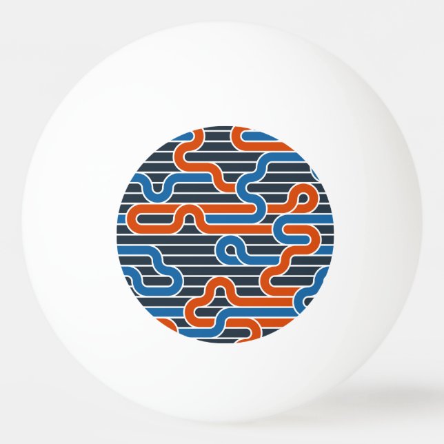 Geometric Twisted Lines Vintage Ping Pong Ball (Front)