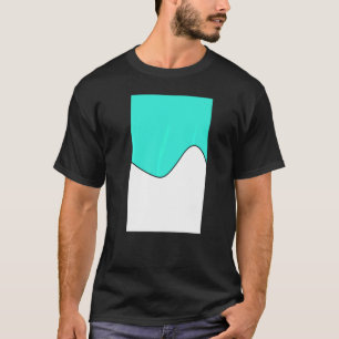 Geometric Two Tone Wave Pattern Turquoise And Whit T-Shirt