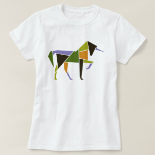 Geometric Unicorn Modern Abstract Elegant Tangram T-Shirt
