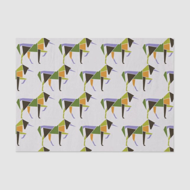 Geometric Unicorn Modern Abstract  Tangram Animal Tissue Paper (Front)