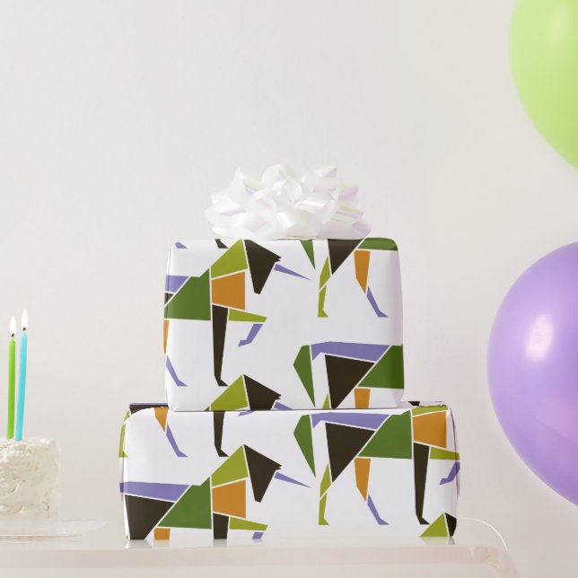 Geometric Unicorn Modern Abstract  Tangram Animal Wrapping Paper (Party Gifts)