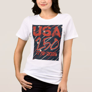 Geometric USA Flag Pattern   Modern Women's Tri-Blend Shirt