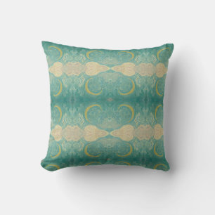 Geometric Van Gogh Cypresses green moon pillow