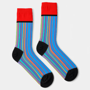 Geometric Vertical Stripes Red Top Socks