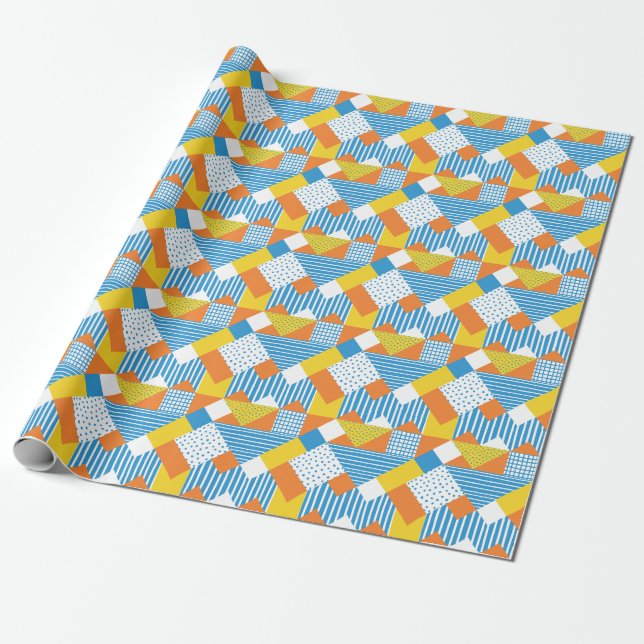 Geometric Vintage Abstract Background Design Wrapping Paper (Unrolled)