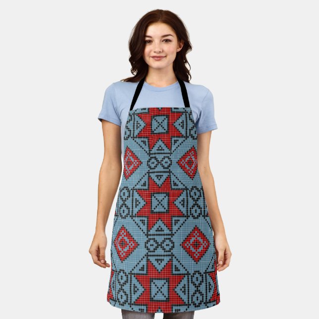 Geometric vintage classic cute-trendy stylish apron (Worn)