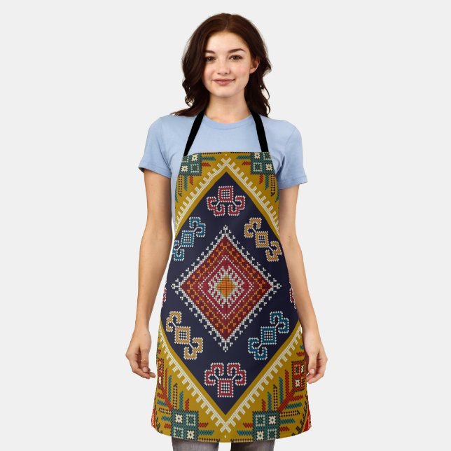 Geometric vintage classic fashion-trendy colourful apron (Worn)