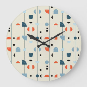 Geometric vintage: mid-century seamless pattern. large clock