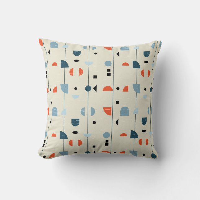 Geometric vintage: mid-century seamless pattern. throw pillow (Front)