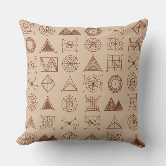 Geometric Vintage Print - Sacred Geometry Mathemat Throw Pillow (Front)