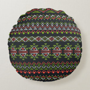 Geometric vintage: seamless patterns set. round pillow
