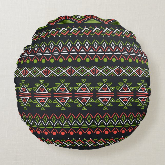 Geometric vintage: seamless patterns set. round pillow (Front)