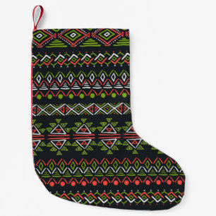 Geometric vintage: seamless patterns set. small christmas stocking