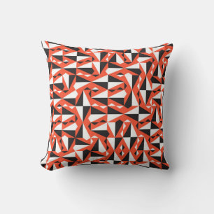 Geometric vintage seamless textile pattern in red, throw pillow