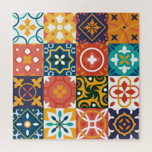 Geometric Vintage Tiles Ornate Pattern Jigsaw Puzzle