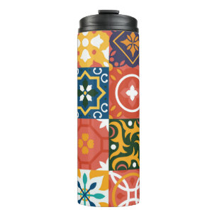 Geometric Vintage Tiles Ornate Pattern Thermal Tumbler