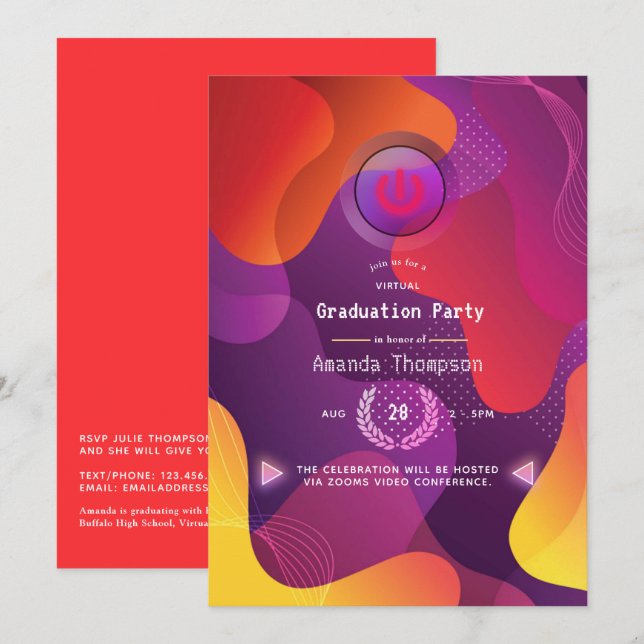 Geometric Virtual Graduation Party Invitation (Front/Back)
